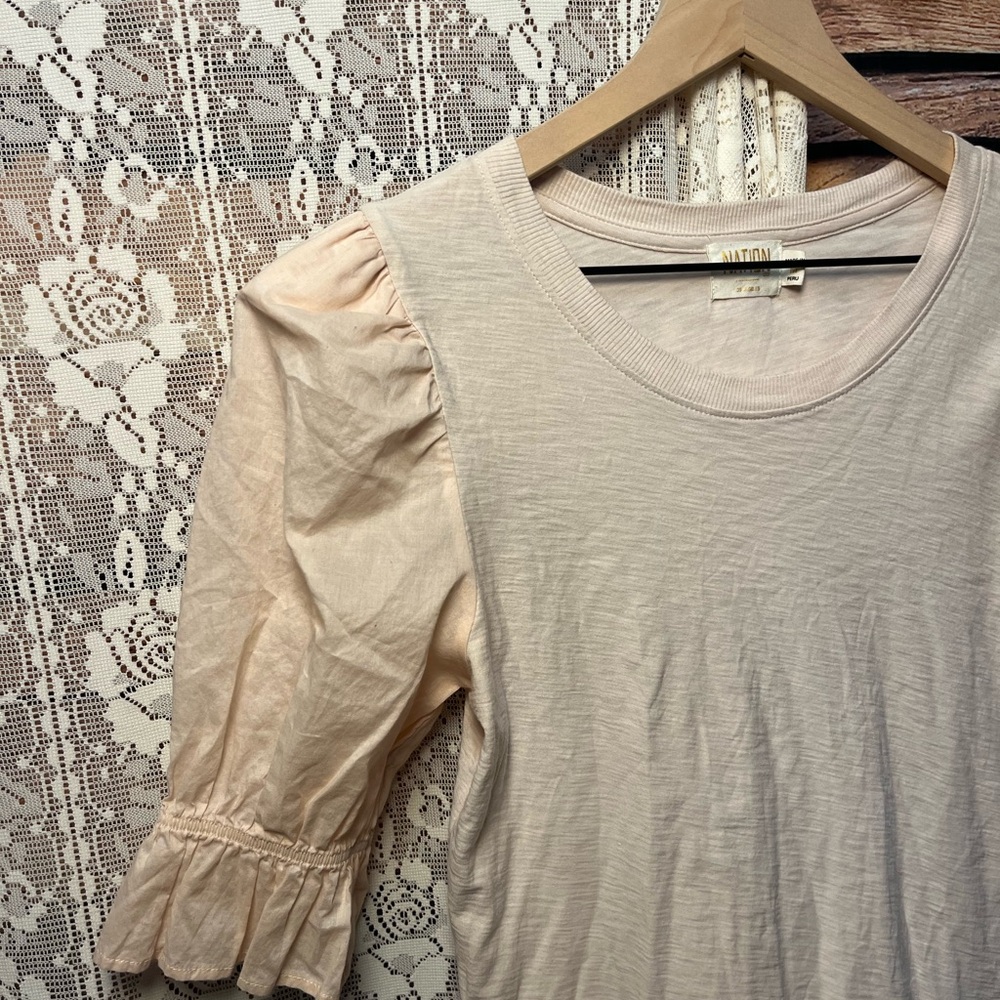 Nation LTD Pima Cotton Peach Puff Sleeve Top (108) - Picture 3 of 8